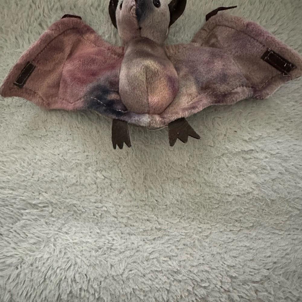 Plush Bat Toy with Pink and Brown Wings